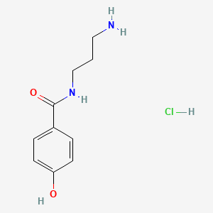 molecular formula C10H15ClN2O2 B1520794 N-(3-aminopropyl)-4-hydroxybenzamide hydrochloride CAS No. 1240527-77-8