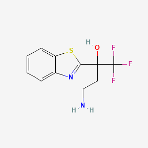 molecular formula C11H11F3N2OS B1520800 4-Amino-2-(1,3-benzothiazol-2-yl)-1,1,1-trifluorobutan-2-ol CAS No. 1240529-04-7