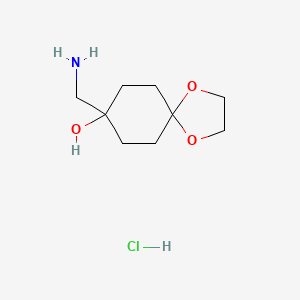 molecular formula C9H18ClNO3 B1520802 8-(Aminomethyl)-1,4-dioxaspiro[4.5]decan-8-ol hydrochloride CAS No. 1240527-50-7