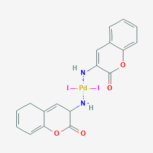 molecular formula C18H14I2N2O4Pd-2 B15208048 Diiodobis(3-amino-2H-1-benzopyran-2-one-N) palladium 