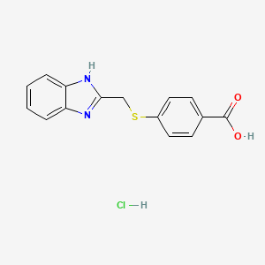 molecular formula C15H13ClN2O2S B1520805 4-[(1H-1,3-benzodiazol-2-ylmethyl)sulfanyl]benzoic acid hydrochloride CAS No. 1240528-16-8