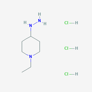 molecular formula C7H18ClN3 B1520806 1-Ethyl-4-hydrazinylpiperidine trihydrochloride CAS No. 1240528-18-0