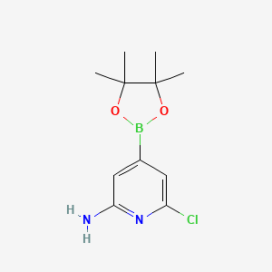 molecular formula C11H16BClN2O2 B1520817 6-Chloro-4-(4,4,5,5-tetramethyl-1,3,2-dioxaborolan-2-yl)pyridin-2-amine CAS No. 1558927-43-7