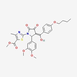 molecular formula C29H30N2O8S B15208191 Methyl 2-(3-(4-butoxybenzoyl)-2-(3,4-dimethoxyphenyl)-4-hydroxy-5-oxo-2,5-dihydro-1H-pyrrol-1-yl)-4-methylthiazole-5-carboxylate CAS No. 617695-33-7