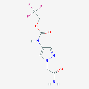 molecular formula C8H9F3N4O3 B1520826 2,2,2-三氟乙基N-[1-(氨基甲酰甲基)-1H-吡唑-4-基]氨基甲酸酯 CAS No. 1251924-74-9