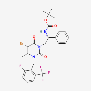 molecular formula C26H28BrF4N3O4 B1520843 Tert-butyl N-[(1R)-2-[5-bromo-3-[[2-fluoro-6-(trifluoromethyl)phenyl]methyl]-4-methyl-2,6-dioxo-1,3-diazinan-1-yl]-1-phenylethyl]carbamate CAS No. 830346-49-1