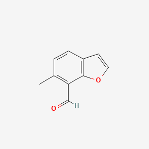 molecular formula C10H8O2 B15208741 6-Methylbenzofuran-7-carbaldehyde 