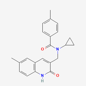 molecular formula C22H22N2O2 B15208887 N-Cyclopropyl-4-methyl-N-((6-methyl-2-oxo-1,2-dihydroquinolin-3-yl)methyl)benzamide CAS No. 606095-17-4