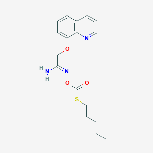 molecular formula C17H21N3O3S B15208906 N-(((Pentylthio)carbonyl)oxy)-2-(quinolin-8-yloxy)acetimidamide 