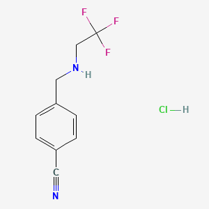 molecular formula C10H10ClF3N2 B1520908 4-{[(2,2,2-Trifluoroethyl)amino]methyl}benzonitrile hydrochloride CAS No. 1171852-57-5