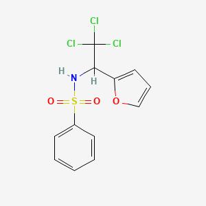molecular formula C12H10Cl3NO3S B15209091 N-(2,2,2-Trichloro-1-(furan-2-yl)ethyl)benzenesulfonamide CAS No. 114084-86-5