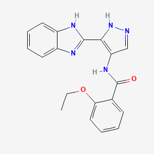 molecular formula C19H17N5O2 B15209172 N-[3-(2H-Benzimidazol-2-ylidene)-2,3-dihydro-1H-pyrazol-4-yl]-2-ethoxybenzamide CAS No. 825617-70-7