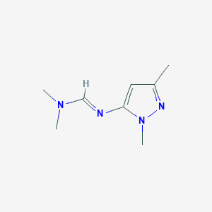 molecular formula C8H14N4 B15209180 N'-(1,3-Dimethyl-1H-pyrazol-5-yl)-N,N-dimethylformimidamide 