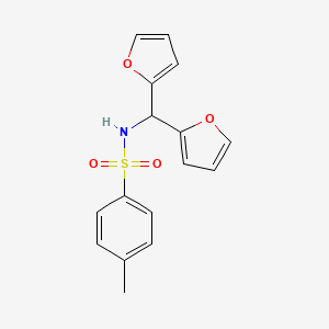 molecular formula C16H15NO4S B15209365 Benzenesulfonamide, N-(di-2-furanylmethyl)-4-methyl- CAS No. 488720-06-5