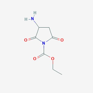 molecular formula C7H10N2O4 B15209391 Ethyl 3-amino-2,5-dioxopyrrolidine-1-carboxylate 