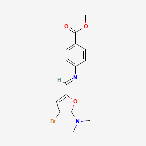 molecular formula C15H15BrN2O3 B15209510 Methyl 4-(((4-bromo-5-(dimethylamino)furan-2-yl)methylene)amino)benzoate 