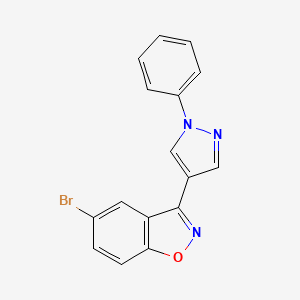 molecular formula C16H10BrN3O B15209532 5-Bromo-3-(1-phenyl-1H-pyrazol-4-yl)-1,2-benzoxazole CAS No. 651727-99-0