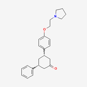 molecular formula C24H29NO2 B15209701 Cis-3-phenyl-5-(4-(2-(pyrrolidin-1-yl)ethoxy)phenyl)cyclohexanone 