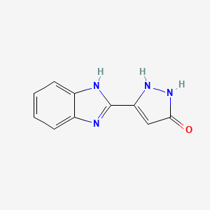 molecular formula C10H8N4O B15209863 5-(1H-Benzo[d]imidazol-2-yl)-1H-pyrazol-3-ol 