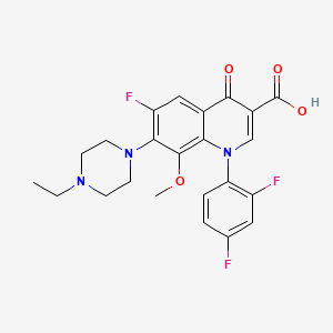 molecular formula C23H22F3N3O4 B15209924 3-Quinolinecarboxylic acid, 1-(2,4-difluorophenyl)-7-(4-ethyl-1-piperazinyl)-6-fluoro-1,4-dihydro-8-methoxy-4-oxo- CAS No. 182869-19-8