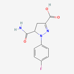5-carbamoyl-1-(4-fluorophenyl)-4,5-dihydro-1H-pyrazole-3-carboxylic acid