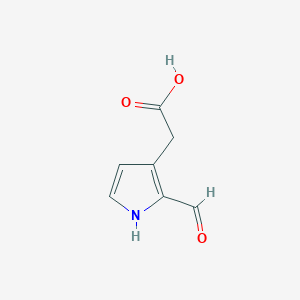 molecular formula C7H7NO3 B15210000 2-(2-Formyl-1H-pyrrol-3-yl)acetic acid 
