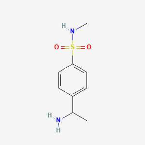 molecular formula C9H14N2O2S B1521001 4-(1-aminoethyl)-N-methylbenzene-1-sulfonamide CAS No. 1036458-81-7