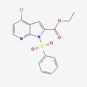 molecular formula C16H13ClN2O4S B15210113 Ethyl 4-chloro-1-(phenylsulfonyl)-1H-pyrrolo[2,3-b]pyridine-2-carboxylate 