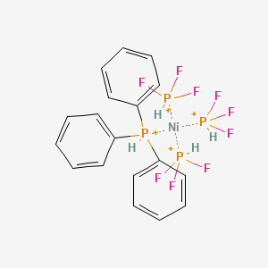 molecular formula C18H19F9NiP4+4 B15210363 Tris(trifluoro-5-phosphanyl)(triphenyl-5-phosphanyl)nickel 