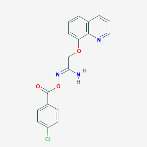 molecular formula C18H14ClN3O3 B15210432 N-((4-Chlorobenzoyl)oxy)-2-(quinolin-8-yloxy)acetimidamide 