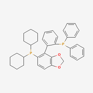 molecular formula C37H40O2P2 B15210480 Dicyclohexyl(4-(2-(Diphenylphosphino)phenyl)benzo[d][1,3]dioxol-5-yl)phosphine 