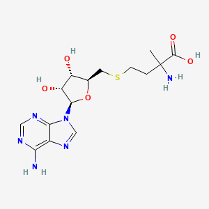 molecular formula C15H22N6O5S B15210540 2-Amino-4-((((2S,3S,4R,5R)-5-(6-amino-9H-purin-9-yl)-3,4-dihydroxytetrahydrofuran-2-yl)methyl)thio)-2-methylbutanoic acid CAS No. 61102-32-7