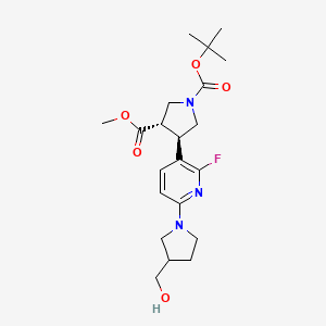 molecular formula C21H30FN3O5 B1521061 (trans)-1-Tert-butyl 3-methyl 4-(2-fluoro-6-(3-(hydroxymethyl)pyrrolidin-1-yl)pyridin-3-yl)pyrrolidine-1,3-dicarboxylate CAS No. 1228663-93-1