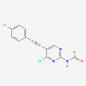 molecular formula C13H7Cl2N3O B15210700 N-(4-Chloro-5-((4-chlorophenyl)ethynyl)pyrimidin-2-yl)formamide CAS No. 393857-39-1