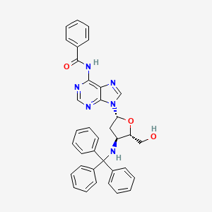 molecular formula C36H32N6O3 B15210850 Adenosine, N-benzoyl-2',3'-dideoxy-3'-[(triphenylmethyl)amino]- CAS No. 195375-63-4