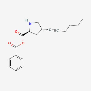 molecular formula C18H21NO3 B15210931 Benzoic (2S)-4-(hex-1-yn-1-yl)pyrrolidine-2-carboxylic anhydride 