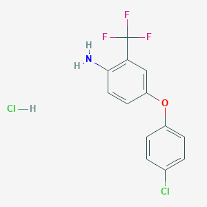 molecular formula C13H10Cl2F3NO B1521102 4-(4-Chlorophenoxy)-2-(trifluoromethyl)aniline hydrochloride CAS No. 1185295-73-1