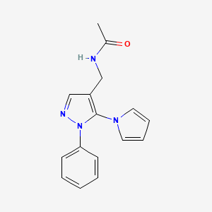molecular formula C16H16N4O B15211027 N-((1-Phenyl-5-(1H-pyrrol-1-yl)-1H-pyrazol-4-yl)methyl)acetamide CAS No. 95834-07-4