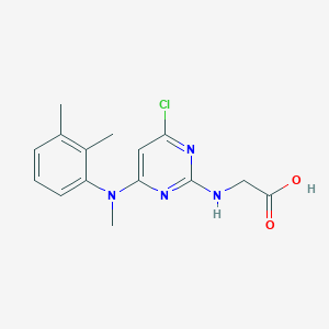 molecular formula C15H17ClN4O2 B15211045 2-((4-Chloro-6-((2,3-dimethylphenyl)(methyl)amino)pyrimidin-2-yl)amino)acetic acid 