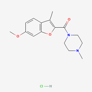 molecular formula C16H21ClN2O3 B15211247 Piperazine, 1-((6-methoxy-3-methylbenzofuran-2-yl)carbonyl)-4-methyl-, hydrochloride CAS No. 35689-00-0