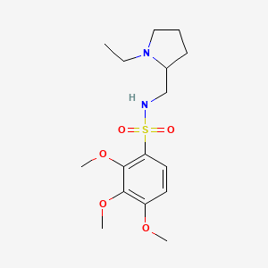 molecular formula C16H26N2O5S B15211258 Benzenesulfonamide, N-((1-ethyl-2-pyrrolidinyl)methyl)-2,3,4-trimethoxy- CAS No. 103595-50-2