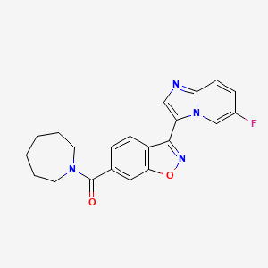 molecular formula C21H19FN4O2 B15211369 Azepan-1-yl(3-(6-fluoroimidazo[1,2-a]pyridin-3-yl)benzo[d]isoxazol-6-yl)methanone 