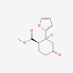 molecular formula C12H14O4 B15211407 Cis-methyl 2-(furan-2-yl)-4-oxocyclohexanecarboxylate 