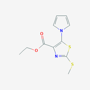 molecular formula C11H12N2O2S2 B15211456 Ethyl 2-(methylsulfanyl)-5-(1H-pyrrol-1-yl)-1,3-thiazole-4-carboxylate CAS No. 919401-20-0
