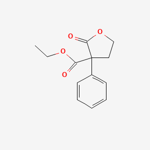 molecular formula C13H14O4 B15211490 Ethyl 2-oxo-3-phenyltetrahydrofuran-3-carboxylate CAS No. 19313-67-8