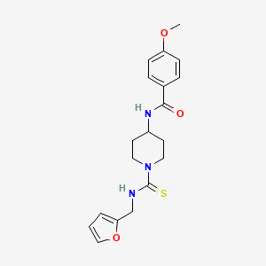 molecular formula C19H23N3O3S B15211519 N-{1-[(Furan-2-ylmethyl)-thiocarbamoyl]-piperidin-4-yl}-4-methoxy-benzamide CAS No. 606112-41-8