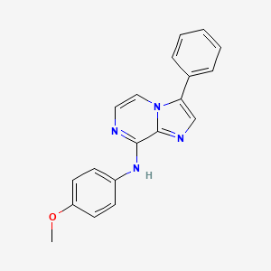 molecular formula C19H16N4O B15211585 Imidazo[1,2-a]pyrazin-8-amine, N-(4-methoxyphenyl)-3-phenyl- CAS No. 787590-52-7