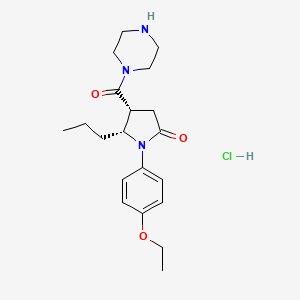 molecular formula C20H30ClN3O3 B15211658 Piperazine, 1-((1-(4-ethoxyphenyl)-5-oxo-2-propyl-3-pyrrolidinyl)carbonyl)-, hydrochloride, cis- CAS No. 38124-02-6