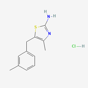 molecular formula C12H15ClN2S B1521170 4-Methyl-5-[(3-methylphenyl)methyl]-1,3-thiazol-2-amine hydrochloride CAS No. 1181457-72-6