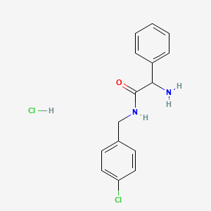molecular formula C15H16Cl2N2O B1521181 2-amino-N-[(4-chlorophenyl)methyl]-2-phenylacetamide hydrochloride CAS No. 1214011-90-1
